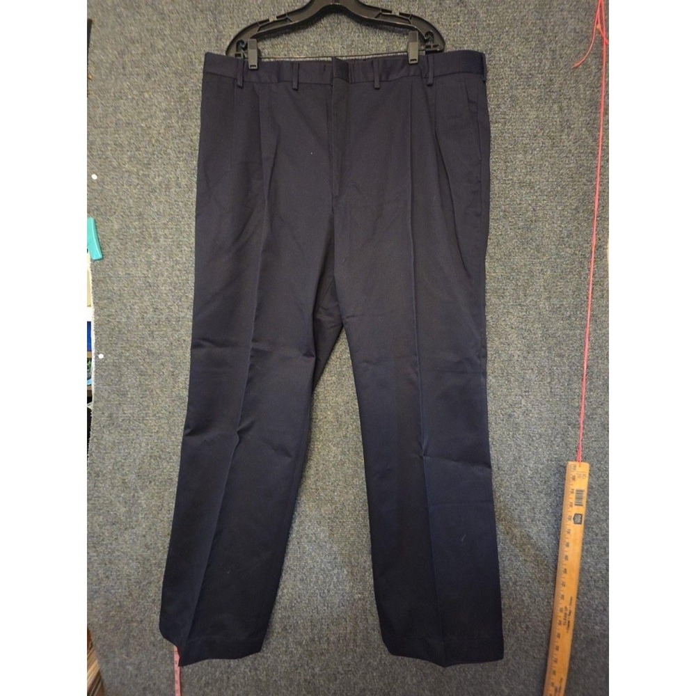 Lands' End Pants Mens 44x32 Blue Cotton Chino Classic Fit Work Casual Office